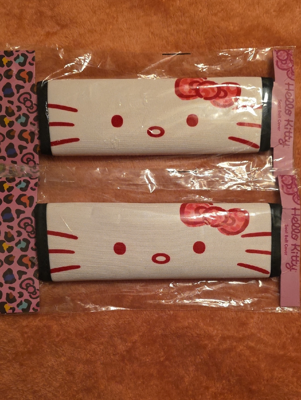 Hello Kitty White, Pink, & Red Seat Belt Covers - Pair